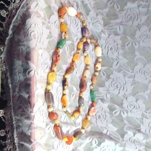 Vintage polished Stone necklace.  EG